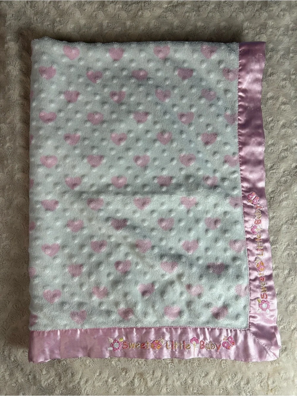 Child of Mine by Carter's Sweet Little Baby Blanket Pink White Hearts Orange